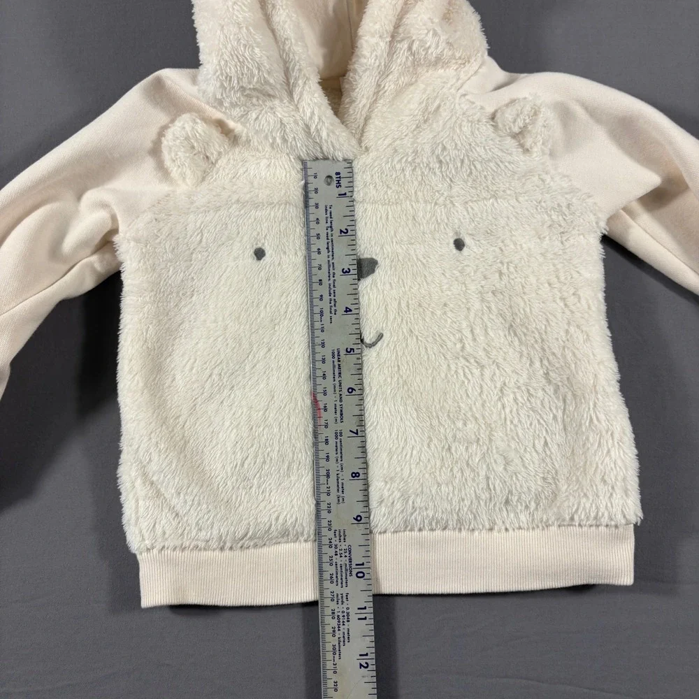 Baby Gap Cream Teddy Bear Fleece Hoodie Faux Fur Ears 18-24 Months 07/19